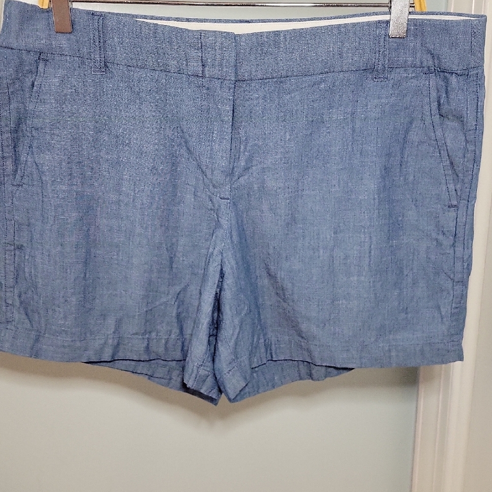 J. Crew Chambray Blue Women's Cotton Shorts Size 14